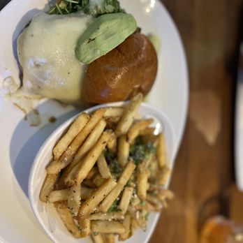 Yard House - Grilled Chicken & Avocado Sandwich Parmesan Truffle Fries - New American Near Me - New York, New York
