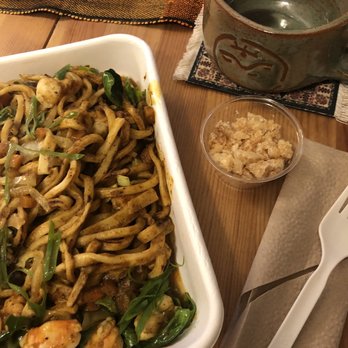 Archipelago - Pamana of the week, spicy prawn miki noodles, chicharron topping, third eye sage mug by Lexa Luna Studios - Filipino Near Me - Seattle, Washington
