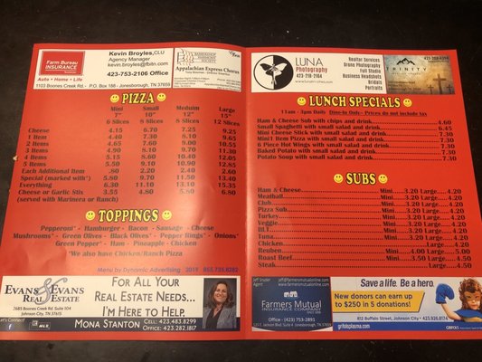 Menu photo 1 Jonesboro Pizza Parlor Jonesborough, TN Menu photo 1 Jonesboro Pizza Parlor Jonesborough, TN