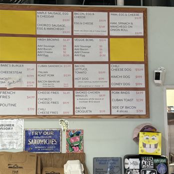 Babe's Meat & Counter - Menu on the wall. Some items sell out by lunch time. - Butcher Near Me - Miami, Florida Babe's Meat & Counter - Menu on the wall. Some items sell out by lunch time. - Butcher Near Me - Miami, Florida