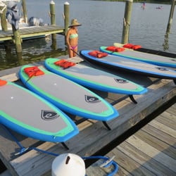 Walk On Water Paddle Board Company - Getting it lined up.  Paddle Boards that are easy to learn on and our great staff will set you up to succeed
