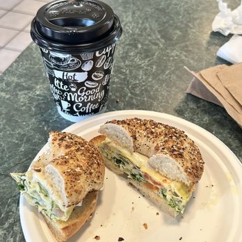Iris Bagel and Coffee House - Vanilla latte and Popeye scrambler - Bagels Near Me - Arlington, Texas Iris Bagel and Coffee House - Vanilla latte and Popeye scrambler - Bagels Near Me - Arlington, Texas