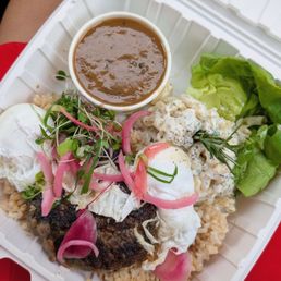 Loco moco with Poached eggs