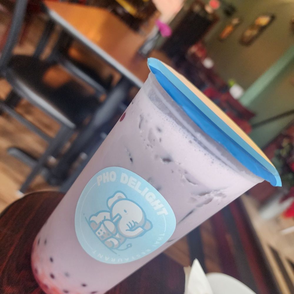 Pho Delight Thai Restaurant - Taro milk tea with strawberry popping boba - Thai Near Me - Willimantic, Connecticut Pho Delight Thai Restaurant - Taro milk tea with strawberry popping boba - Thai Near Me - Willimantic, Connecticut