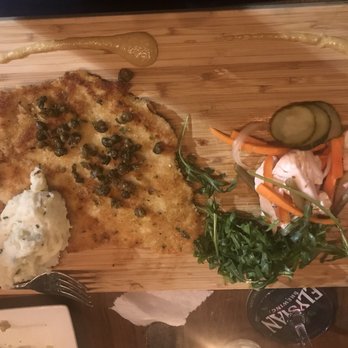 Main Street Farmer Eatery - pork schnitzel w/ mashed potatoes. AMAZINGGGGG - New American Near Me - Saint Michael, Minnesota