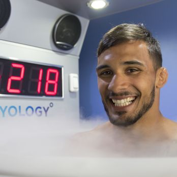 Cryology - UFC Fighter Dennis Bermudez enjoying a whole body cryotherapy session. - Cryotherapy Near Me - Babylon, New York