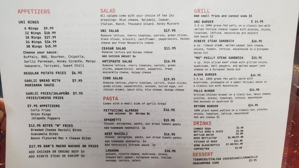 Menu photo 2 Uni Pizzeria & Grill Daly City, CA Menu photo 2 Uni Pizzeria & Grill Daly City, CA