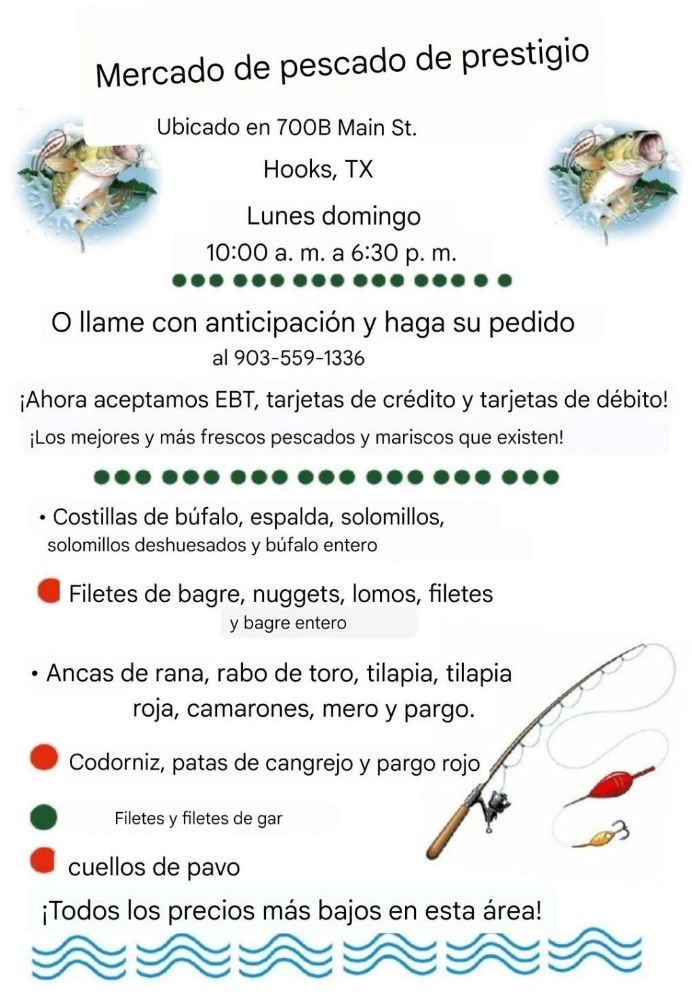 PRESTIGE FISH MARKET Updated October 2024 700B Main St, Hooks