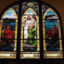 Saint Peter's Chapel Mare Island - a stained glass window in the chapel.