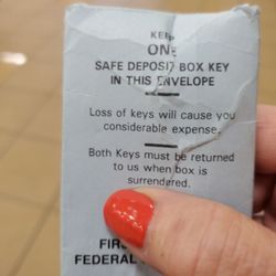 First Financial Federal Credit Union - keys to the safe deposit box