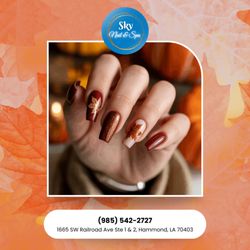 Sky Nails & Spa - Warm tones and cozy designs bring autumn to your fingertips. Nails that match the beauty of the season.  Book today
