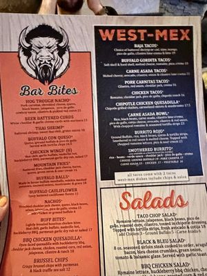 Menu photo 1 The Buffalo Bar West Yellowstone, MT Menu photo 1 The Buffalo Bar West Yellowstone, MT