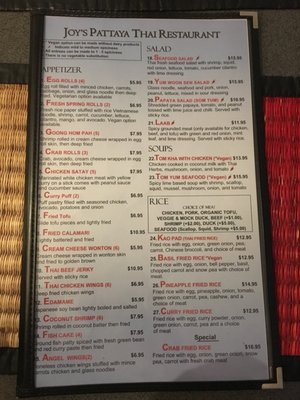 Menu photo 4 Joy's Pattaya Thai Restaurant Richfield, MN