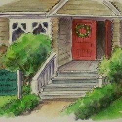 Christ Episcopal Church Bellport - A watercolor painting of the front of our sanctuary, which can be found on our website.