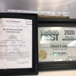 Track's End - Restaurant certificate