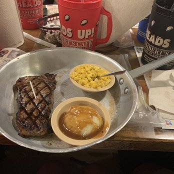 Lambert's Cafe - Ozark - Steak with delicious corn and mash potatoes - American Near Me - Ozark, Missouri