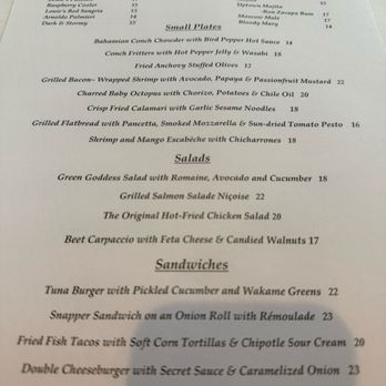 Louie's Backyard - Menu - New American Near Me - Key West, Florida