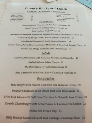 Menu photo 2 Louie's Backyard Key West, FL