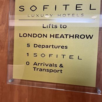 Sofitel London Heathrow - Sign at Lift - Hotels Near Me - Hounslow, XGL
