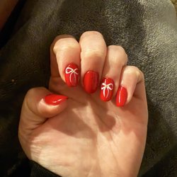 Mimosas Nail Bar - Annie did my nails!!! And I walked out of there OVERJOYED!!!! She's is the BEST!!! And I am soooonhappy with my Christmas nails!!!