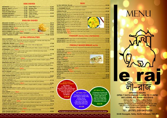 Menu photo 2 Le Raj Restaurant Selby, NYK