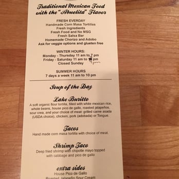 Lake Taco - Menu Side 2 - Mexican Near Me - Hood River, Oregon Lake Taco - Menu Side 2 - Mexican Near Me - Hood River, Oregon