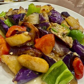 Amber Asian Restaurant - Triple Delight Vegs ~ Sliced Potatoes w.sliced truffles - Chinese Near Me - Flushing, New York