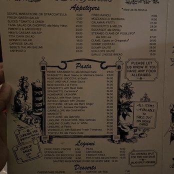 Dan Tana's - Menu 1 of 2 - Italian Near Me - West Hollywood, California