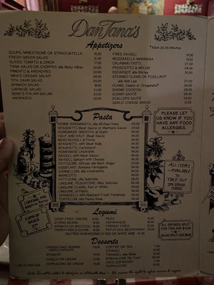 Menu photo 4 Dan Tana's West Hollywood, CA