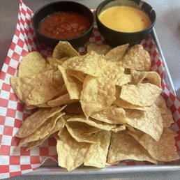 Chips, salsa, and queso