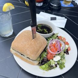 Burger Dip with side salad Burger Dip with side salad