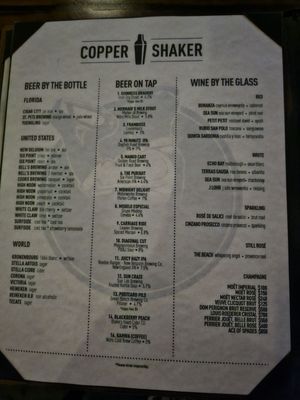Menu photo 2 Copper Shaker St Petersburg, FL