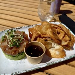 The SandBar Bistro - the tamari marinated tuna stack on avocado and edamame is delicious!