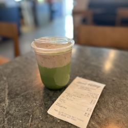 Strawberry cloud matcha with oat milk