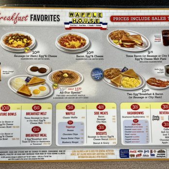 Waffle House - breakfast menu - American Near Me - Casselberry, Florida Waffle House - breakfast menu - American Near Me - Casselberry, Florida