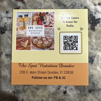 The Spot Nutrition - a picture of a business card - Juice Bars & Smoothies Near Me - Dundee, Florida The Spot Nutrition - a picture of a business card - Juice Bars & Smoothies Near Me - Dundee, Florida