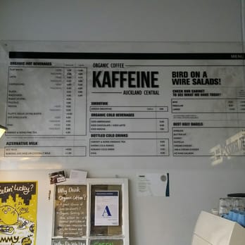 Kaffeine - Menu board as of 22/12/15 - Cafes Near Me - Auckland, AUK Kaffeine - Menu board as of 22/12/15 - Cafes Near Me - Auckland, AUK