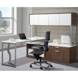 Aguila Office Solutions - Elements Series L-Shape desk with hutch