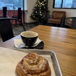 Pilgrim Coffeehouse - Orange hazelnut pinwheel and Americano