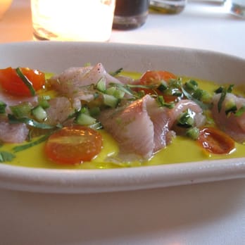 AOC - hamachi crudo, yellow tomato, cucumber - Cocktail Bars Near Me - Los Angeles, California
