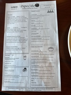 Menu photo 1 Papa Cibo Rocky Mount, NC