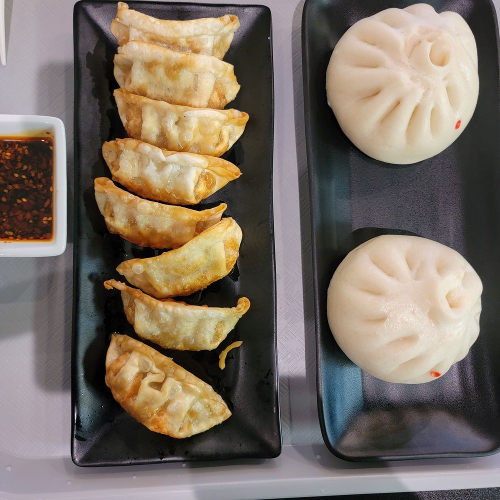 Bao Space - Left - chicken and cabbage dumplings  Right - beef and onion bao buns - Asian Fusion Near Me - Ann Arbor, Michigan