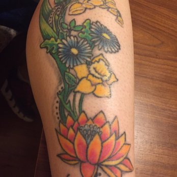 Otherworld Tattoo - This is a second tattoo he designed of birth flowers of members in my family. - Tattoo Near Me - Santa Barbara, California Otherworld Tattoo - This is a second tattoo he designed of birth flowers of members in my family. - Tattoo Near Me - Santa Barbara, California