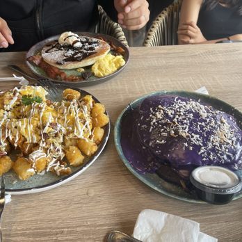Aloha Stacks - Kids Pancake with Oreo Cookie N Cream Pancake U Ube Coconut Pancakes Brekkie potatoes - Breakfast & Brunch Near Me - Whittier, California Aloha Stacks - Kids Pancake with Oreo Cookie N Cream Pancake U Ube Coconut Pancakes Brekkie potatoes - Breakfast & Brunch Near Me - Whittier, California