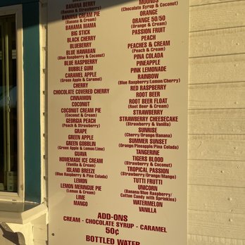 The Sweet Spot - Flavor menu of Shaved Ice - Shaved Ice Near Me - Needles, California