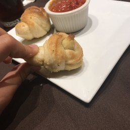Free garlic bread and tomato sauce appetizer.