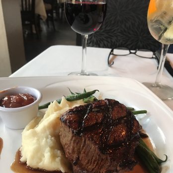 Cafe Navarre - The filet looks wonderful! Along with potatoes and green beans. Enjoying a nice Malbec with it. Happy Mother's Day - Italian Near Me - South Bend, Indiana