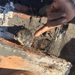 Roof damage before the repair.
