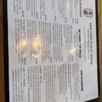 Side Yard Public House - The menu - Sports Bars Near Me - Escondido, California Side Yard Public House - The menu - Sports Bars Near Me - Escondido, California