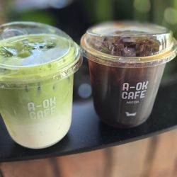 A-OK Cafe - Matcha latte and cold brew
